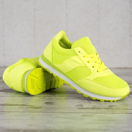 Ideal Shoes Zapatos deportivos de neón amarillo 2