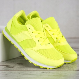 Ideal Shoes Zapatos deportivos de neón amarillo 3