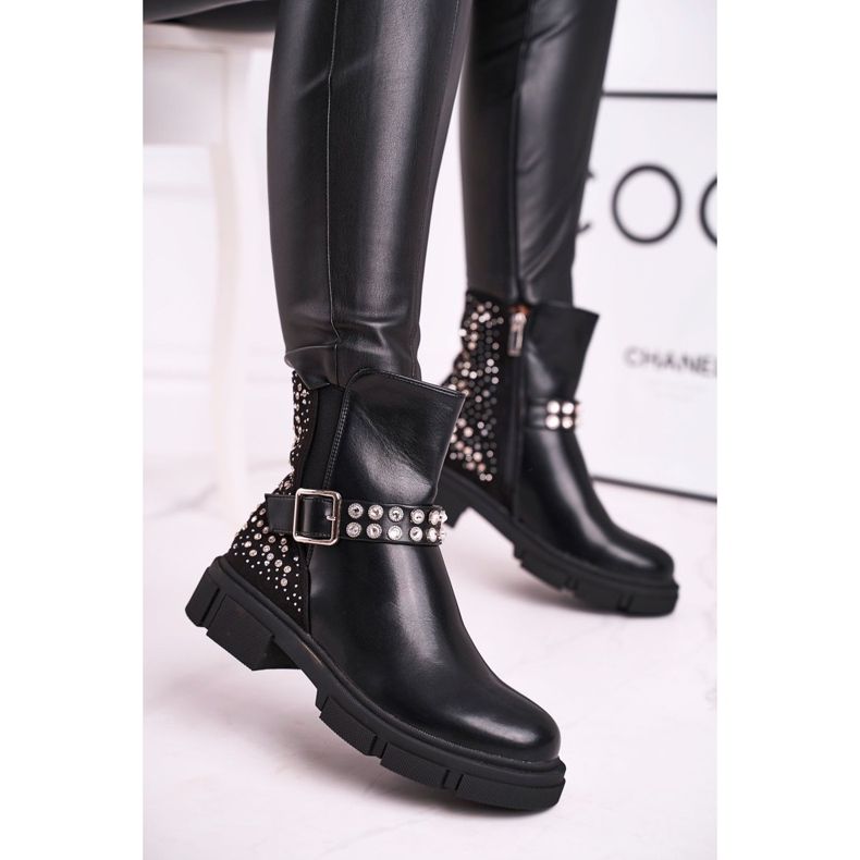 HAN Botas de Mujer con Zirconia Cúbica Negro Giuliana 1