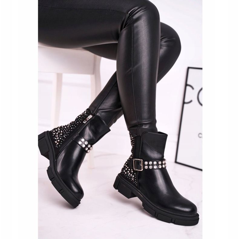 HAN Botas de Mujer con Zirconia Cúbica Negro Giuliana 2