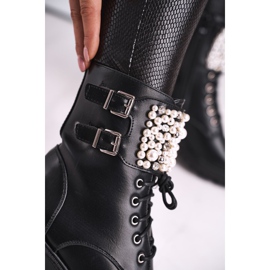 Marquiiz Botas de Mujer con Tacón Plano Militar Negro Bemmer 4