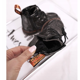 FRROCK Botas para niños Cálidas con cremallera Lacado Brillo Negro Mistor 5