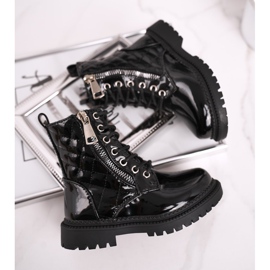 FRROCK Botas para niños calentadas con piel, lacadas en negro Say You 1