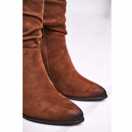 Vinceza Botas de gamuza ecológica camel con laterales en el talón para mujer marrón 4