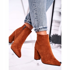 FW1 Botas de mujer con tacón Ante Camel Sharks marrón 4