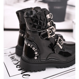 FRROCK Botas Infantiles Calentadas Con Piel, Dolly Lacado Negro 3
