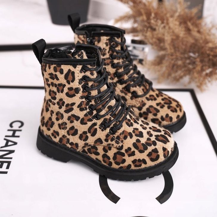 FRROCK Botas para niños con estampado de leopardo Dafne marrón multicolor 1