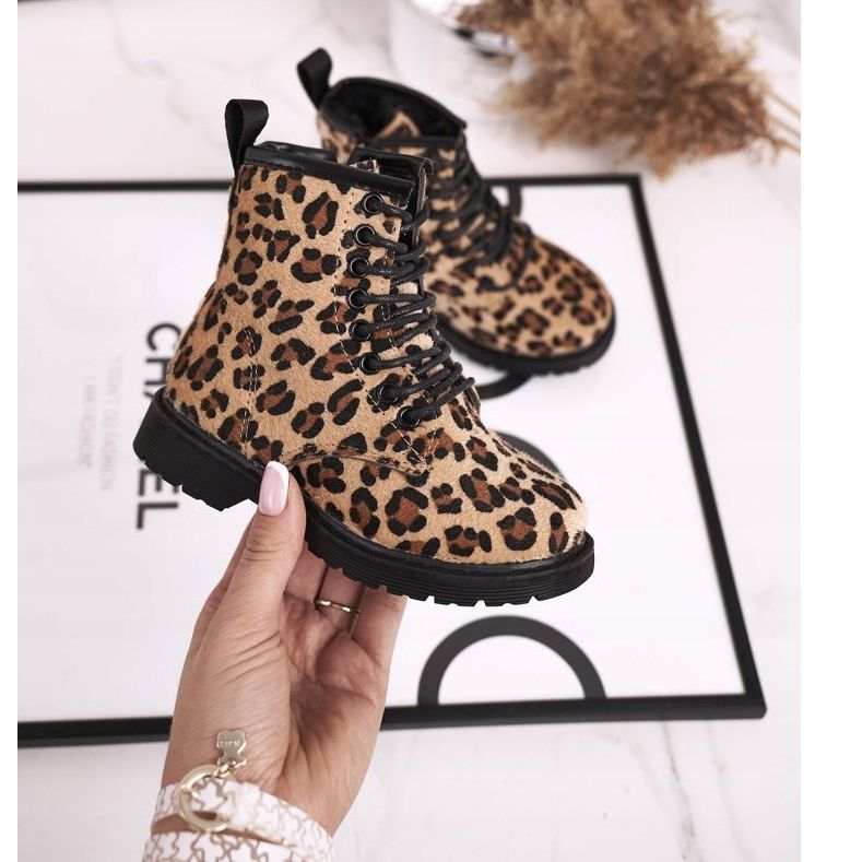 FRROCK Botas para niños con estampado de leopardo Dafne marrón multicolor 2