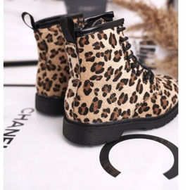 FRROCK Botas para niños con estampado de leopardo Dafne marrón multicolor 4