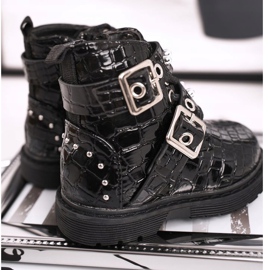 FRROCK Botas Infantiles Calentadas Con Piel, Lacado Negro Mary 3