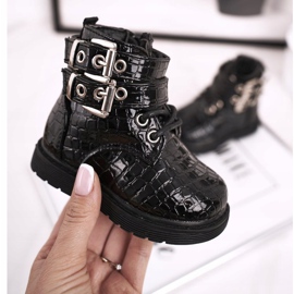 FRROCK Botas Infantiles Calentadas Con Piel, Lacado Negro Valentina 3