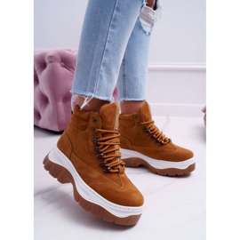 SEA Zapatos de trekking Mujer Trappers Camel Greem marrón 1