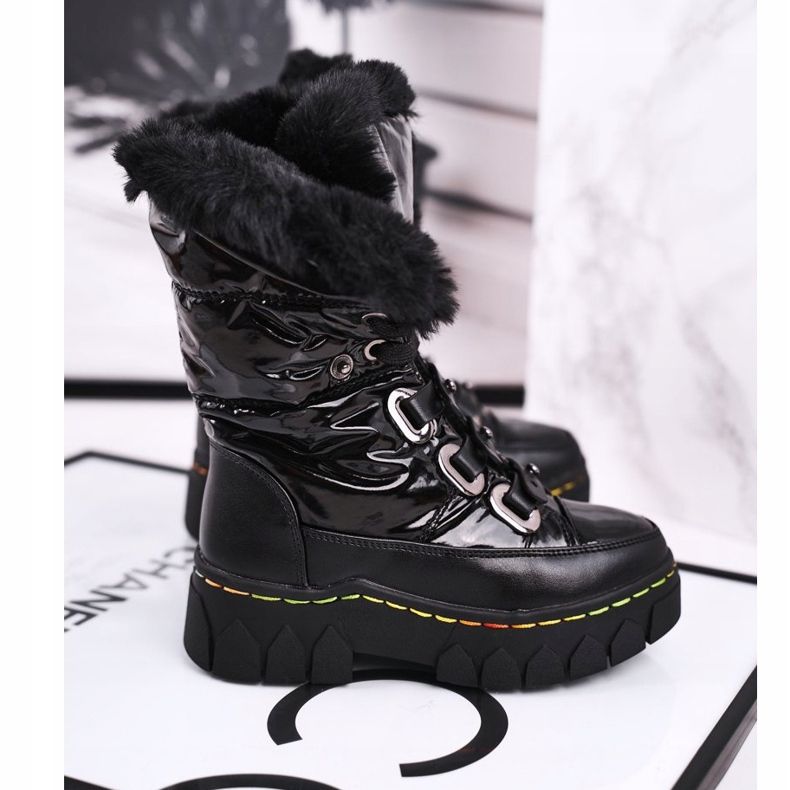 Apawwa Botas de nieve para niños con aislamiento de piel Black Turismo negro 1