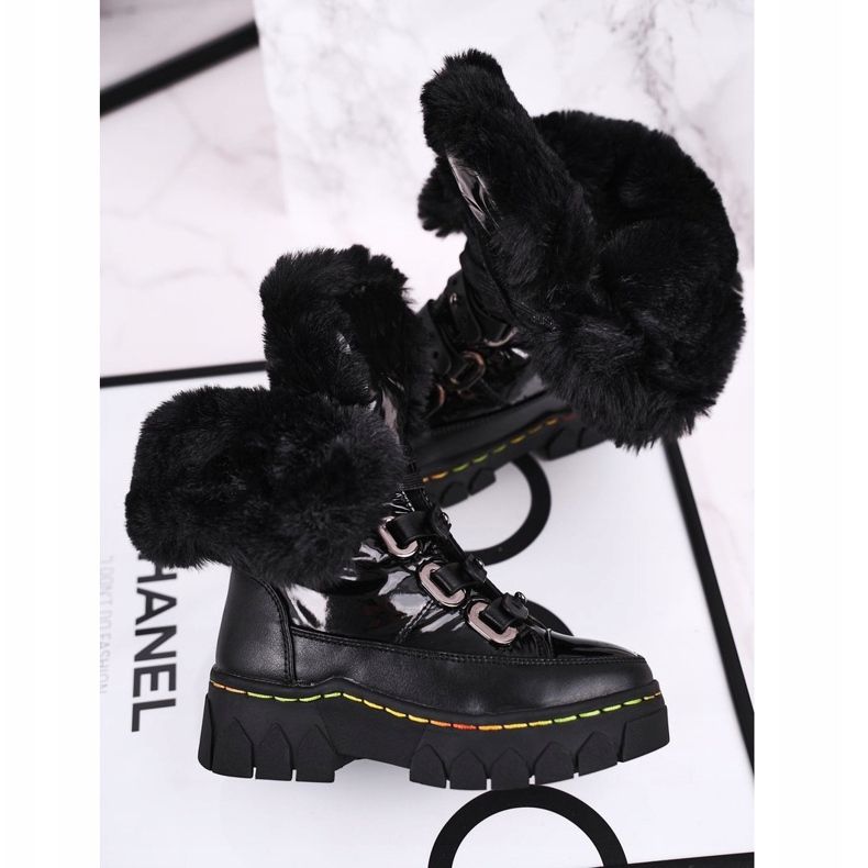 Apawwa Botas de nieve para niños con aislamiento de piel Black Turismo negro 2