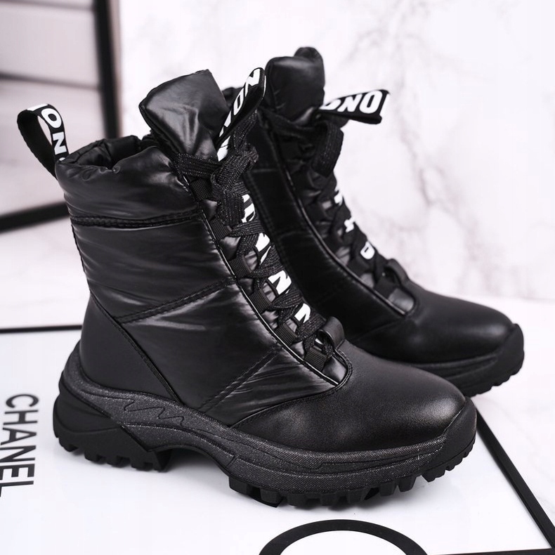 Apawwa Botas de nieve para niños con aislamiento de piel Black Grantes negro 2