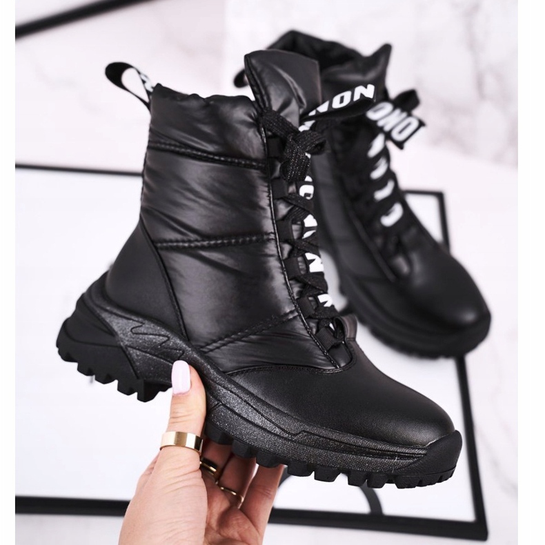 Apawwa Botas de nieve para niños con aislamiento de piel Black Grantes negro 1
