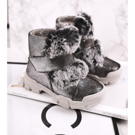 Apawwa Botas de Abrigo Infantil Velcro Piel Gris Husar 1