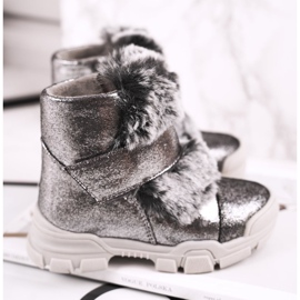 Apawwa Botas de Abrigo Infantil Velcro Piel Gris Husar 3