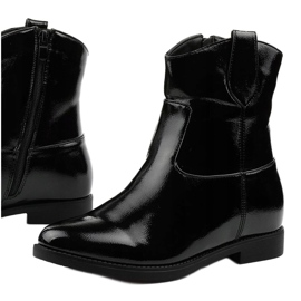Botas negras aisladas con cuña oculta Leafoak de cuero ecológico negro 1