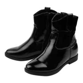 Botas negras aisladas con cuña oculta Leafoak de cuero ecológico negro 2
