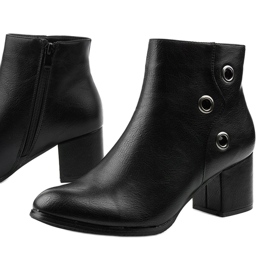 Botas negras en el poste de cuero ecológico A8163 negro 1