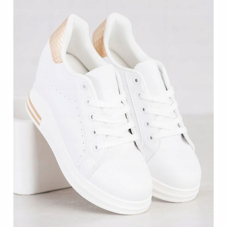 SHELOVET Calzado deportivo en una cuña blanco dorado 2