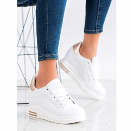 SHELOVET Calzado deportivo en una cuña blanco dorado 2 SHELOVET Calzado deportivo en una cuña blanco dorado 2