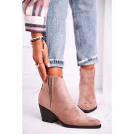 FB2 Botas de tacón alto de color caqui para mujer beige rosa 2