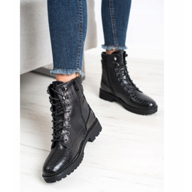 SHELOVET Botas de cordones con estampado negro 3