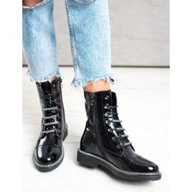 Goodin Botines lacados con cordones negro 1