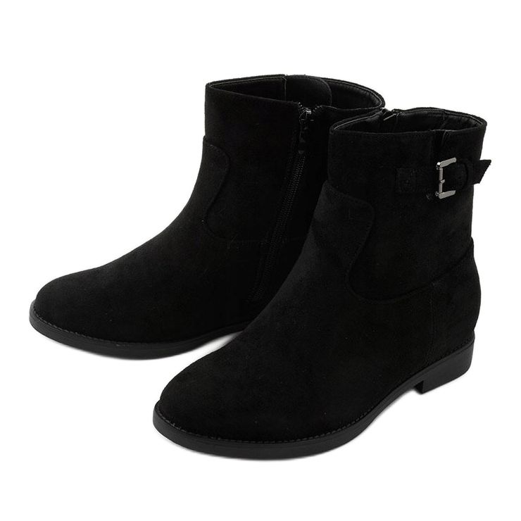 Botas negras aisladas con cuña oculta de gamuza Clifford negro 2 Botas negras aisladas con cuña oculta de gamuza Clifford negro 2