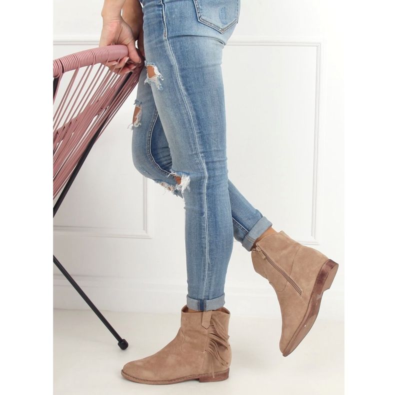 Botas estilo boho, beige 688-A99 Khaki caqui 2