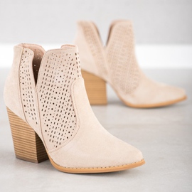 Bella Paris Botines calados en el poste beige 1