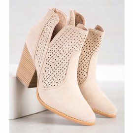 Bella Paris Botines calados en el poste beige 2