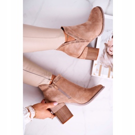 MSMG Botas De Mujer Con Corte De Tacón Caqui Meliori Dream 4