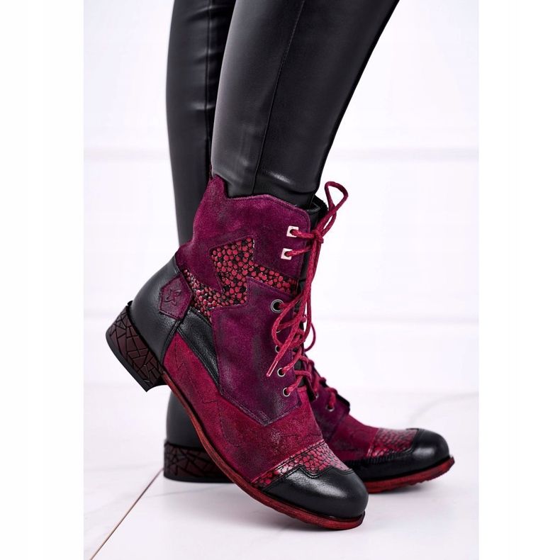 Botas cálidas de piel para mujer Maciejka Violet 04625-23 rojo multicolor 1