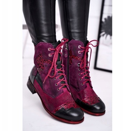 Botas cálidas de piel para mujer Maciejka Violet 04625-23 rojo multicolor 3
