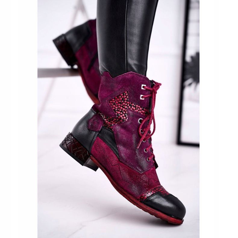 Botas cálidas de piel para mujer Maciejka Violet 04625-23 rojo multicolor 2 Botas cálidas de piel para mujer Maciejka Violet 04625-23 rojo multicolor 2