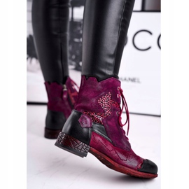 Botas cálidas de piel para mujer Maciejka Violet 04625-23 rojo multicolor 6