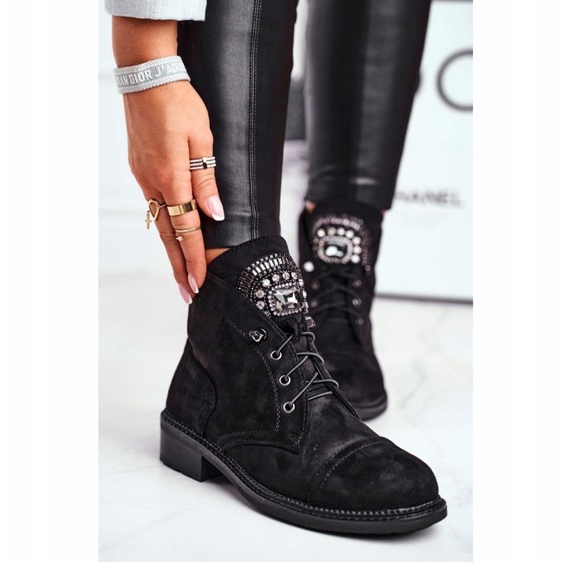 Botas Calientes Mujer Ante Cristales Negro Hondus 1