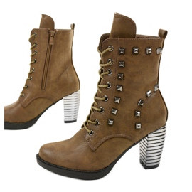 Botas de color caqui en el poste de cuero ecológico F117 verde 1