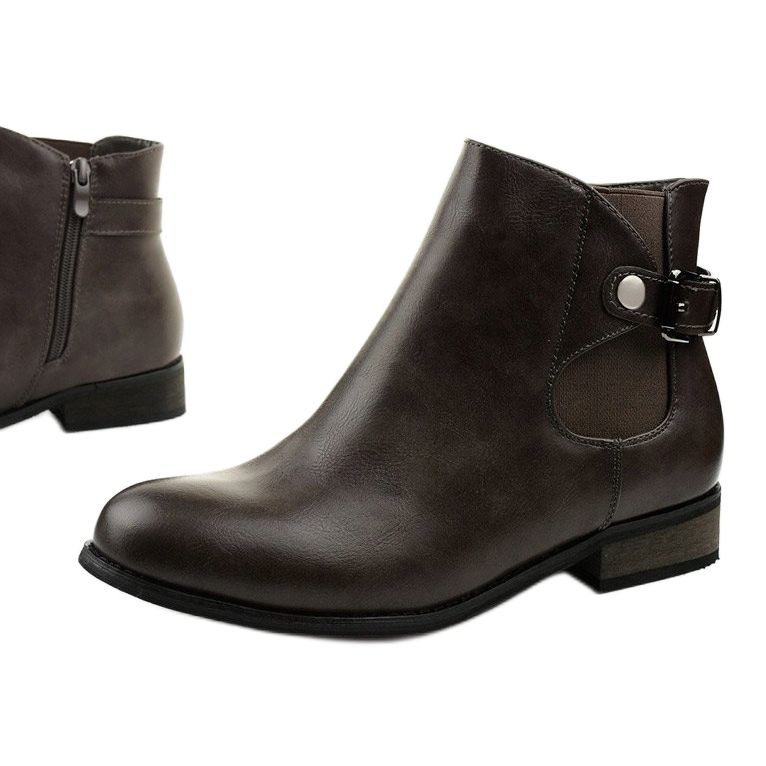 Botines planos grises con banda elástica y cremallera 20Y8035-1 1 Botines planos grises con banda elástica y cremallera 20Y8035-1 1