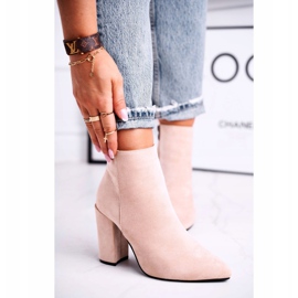 FW1 Botas de mujer en un tacón alto Ante Tiburones beige 3