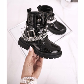 FRROCK Botas Infantiles Calentadas Con Piel, Dolly Lacado Negro 3