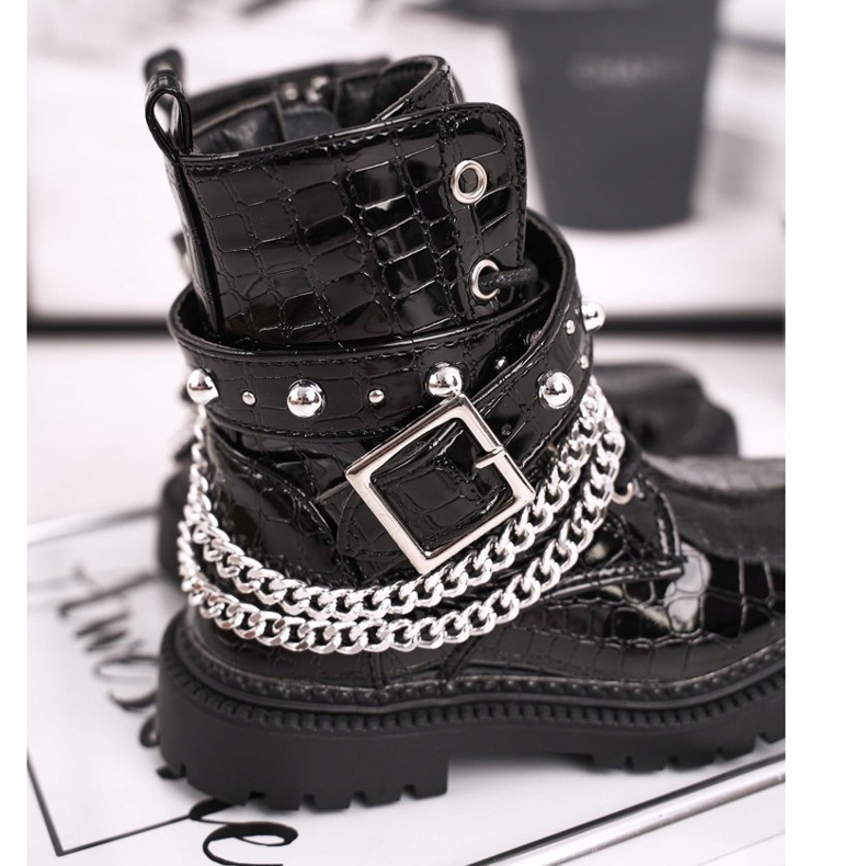 FRROCK Botas Infantiles Calentadas Con Piel, Dolly Lacado Negro 2