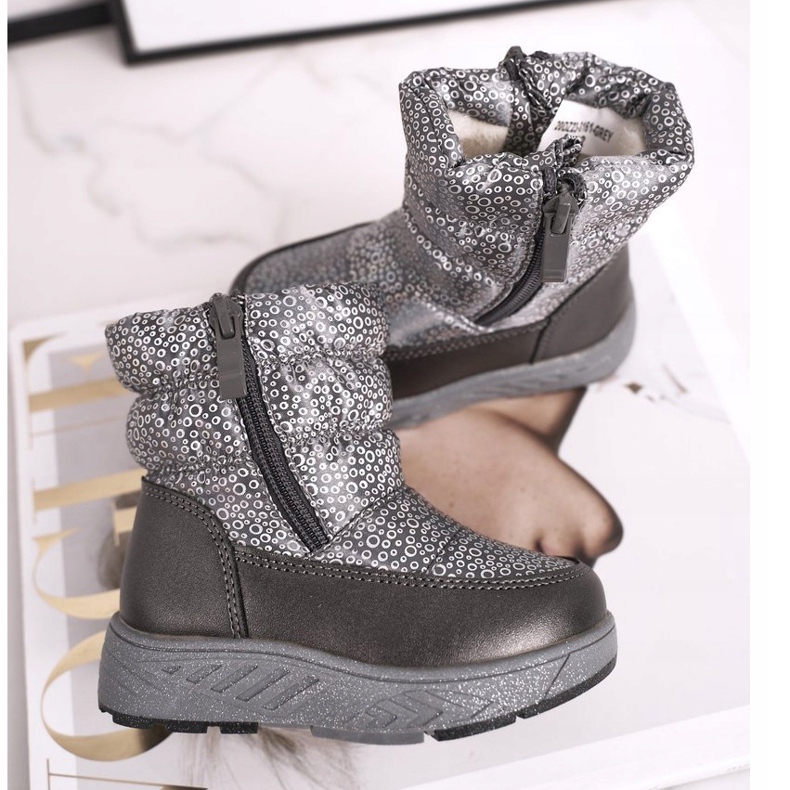 Botas de nieve cálidas de lana para niños Gris Cruella 1