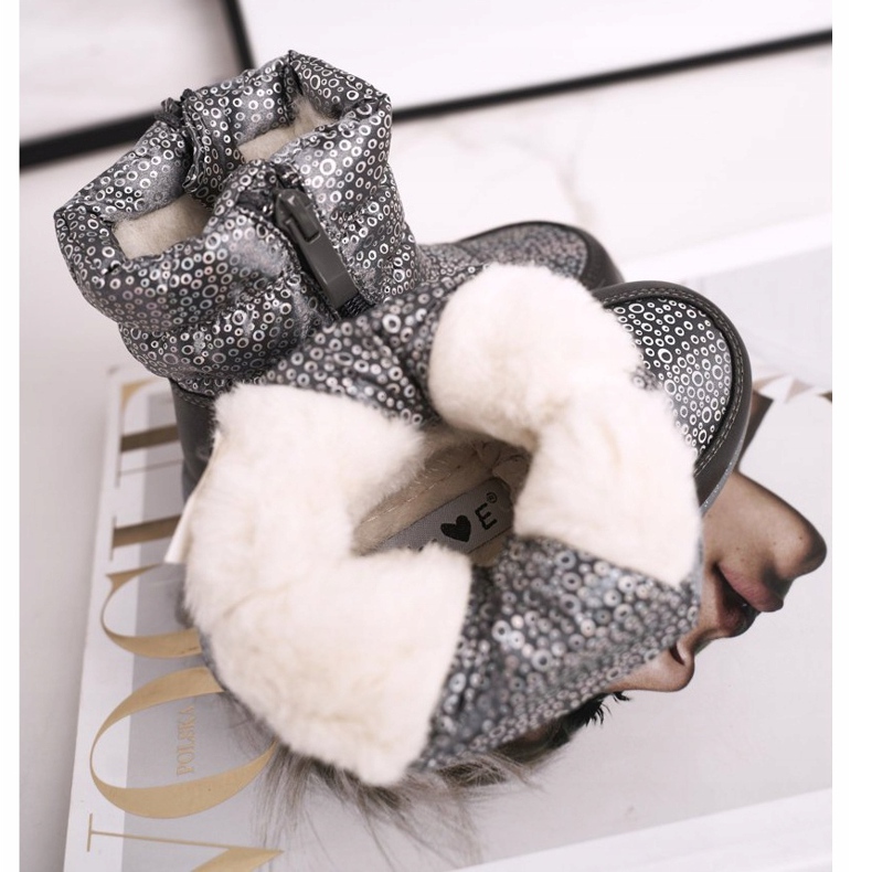 Botas de nieve cálidas de lana para niños Gris Cruella 2