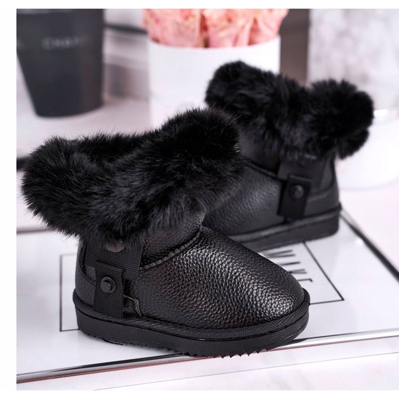 Apawwa Botas de nieve para niños con aislamiento Marella negro con pelo 1