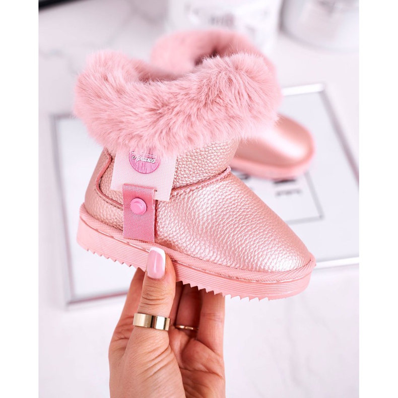 Apawwa Botas de nieve para niños Marella rosa cálido con pelo rosado 2