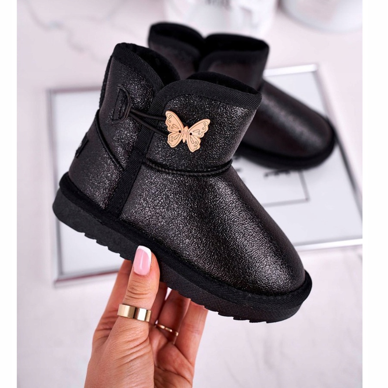 Apawwa Botas de nieve para niños aisladas con mariposa negra Cosmic negro 2